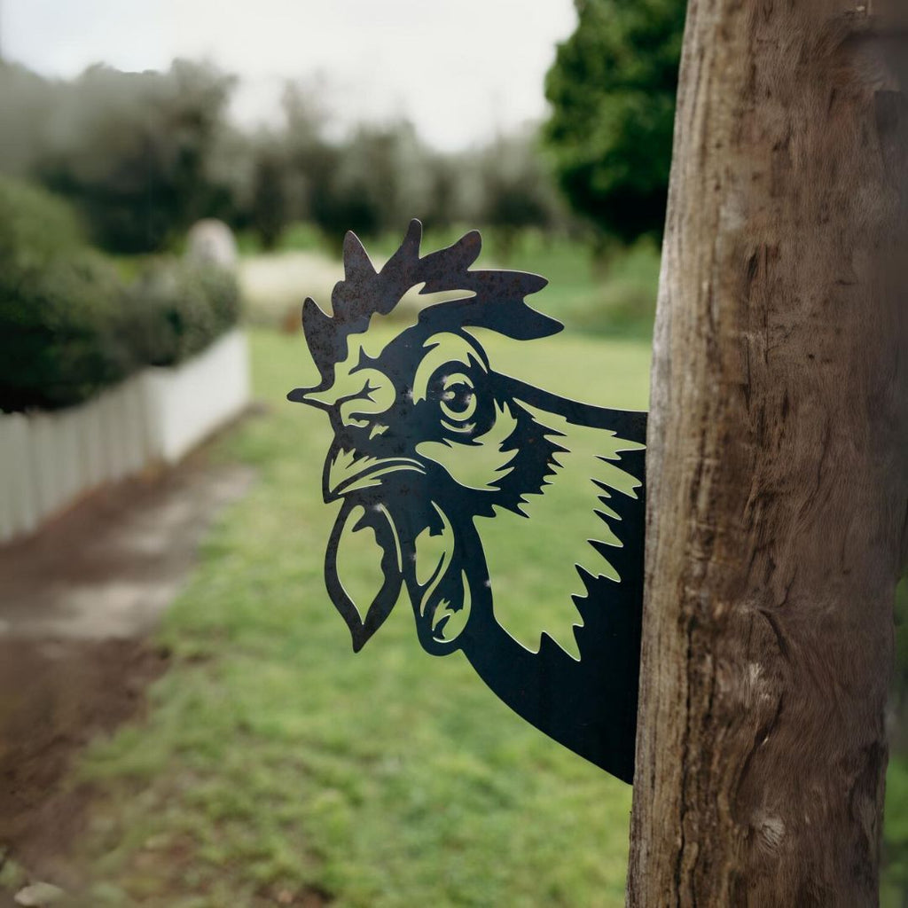 Peeking Rooster - Rusty Deer