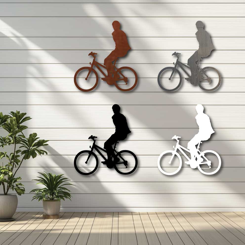 Cycling Silhouette Metal Art - NZ Wall Decor Gift