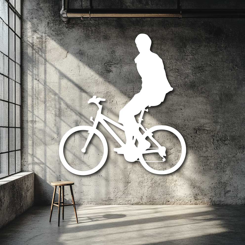 Cycling Silhouette Metal Art - NZ Wall Decor Gift