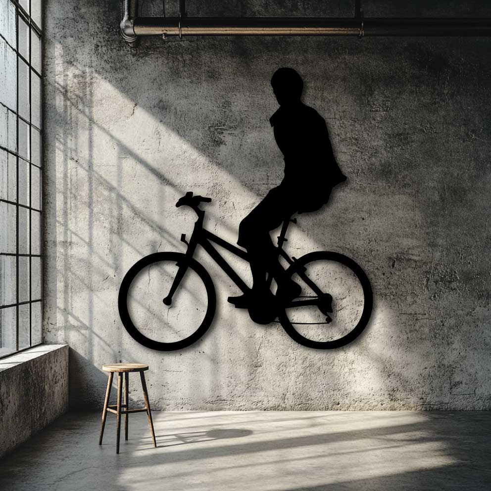 Cycling Silhouette Metal Art - NZ Wall Decor Gift