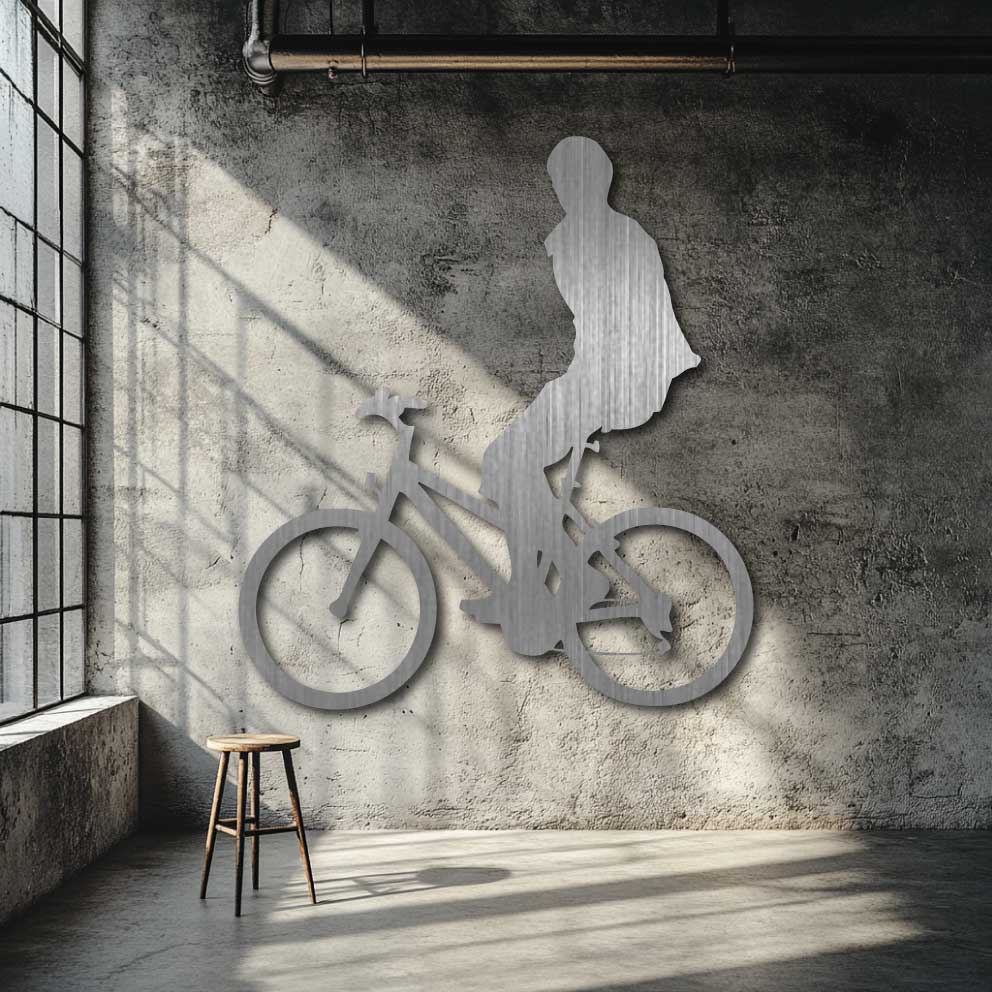 Cycling Silhouette Metal Art - NZ Wall Decor Gift