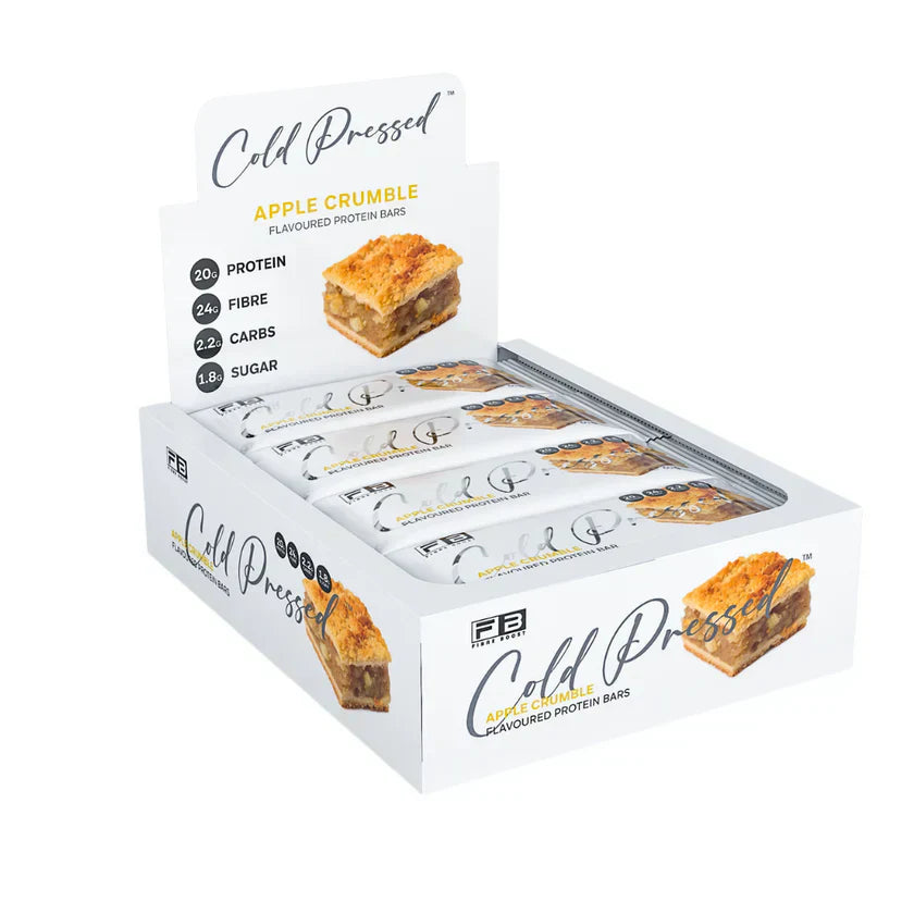 FIBRE BOOST Apple Crumble 60g x 12 BOX BUNDLE Cold Pressed Protein Bar ...